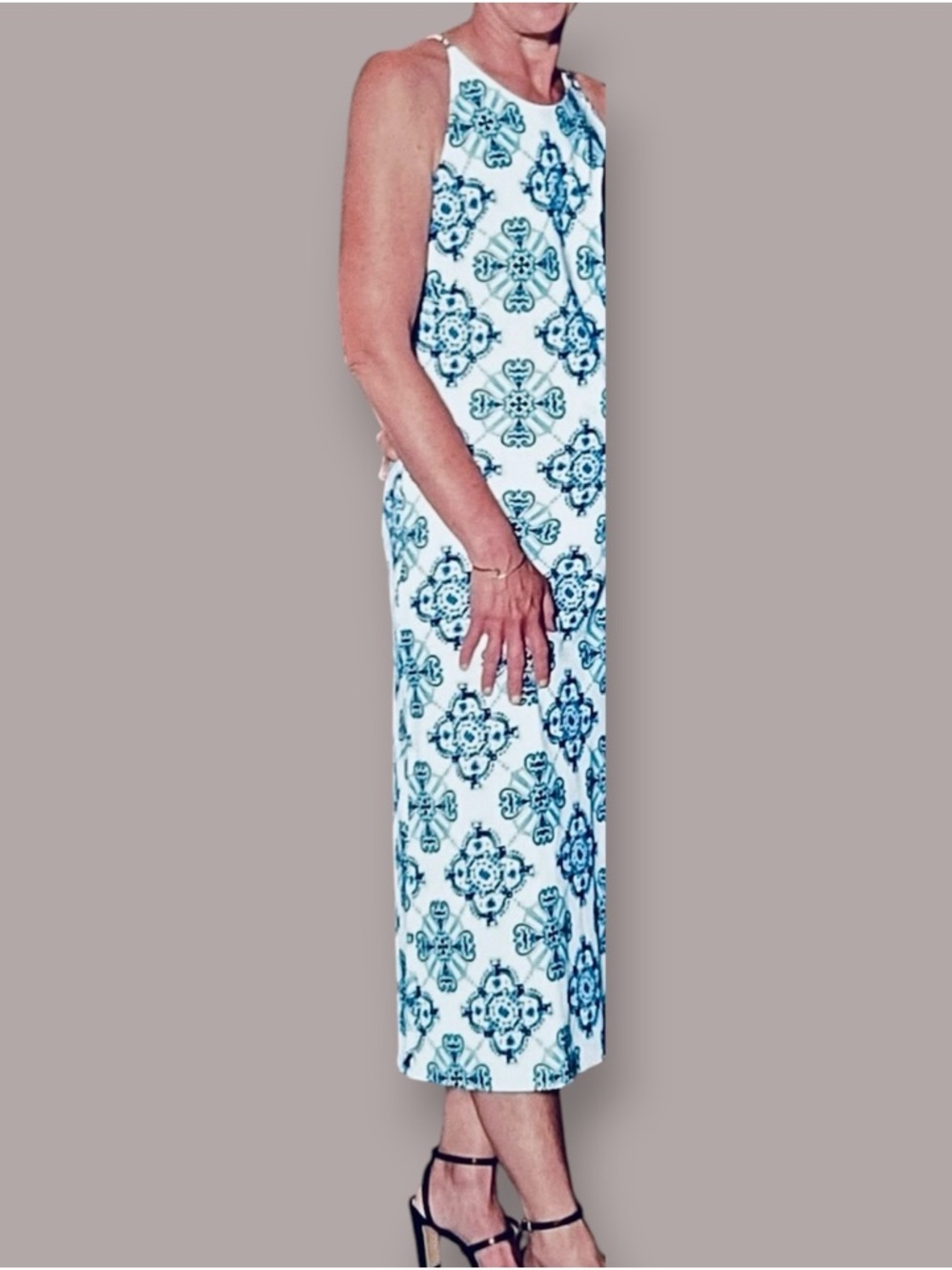 Ann Taylor Factory Blue Tile Motif Dress - Picture 3 of 10